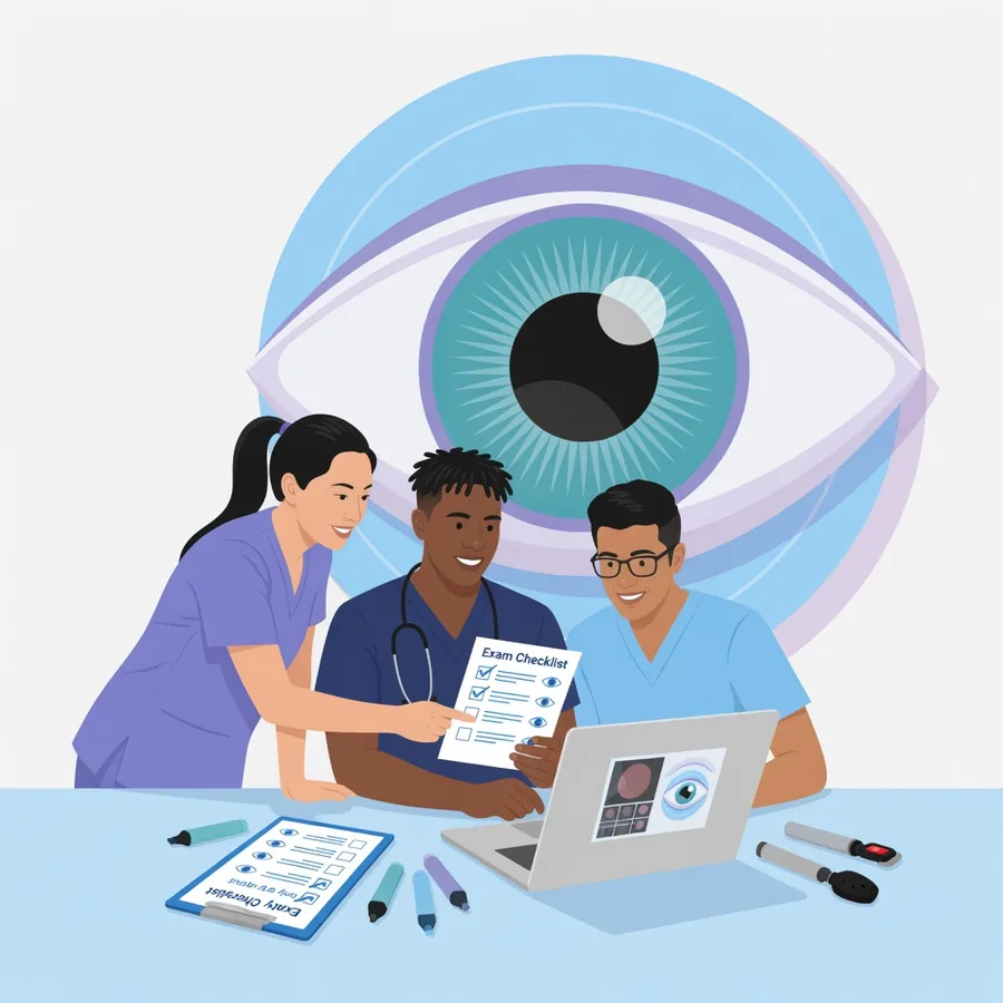 Ophthalmology residents preparing for exams together