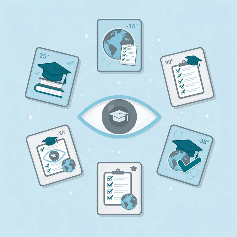 Ophthalmology exam pathways illustration