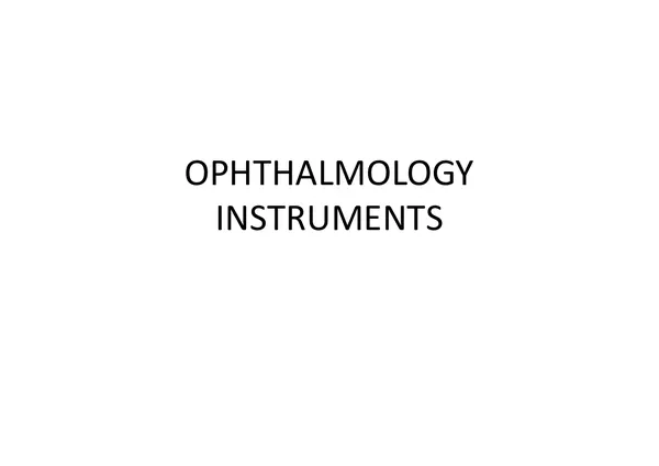 Instruments in Ophthalmology